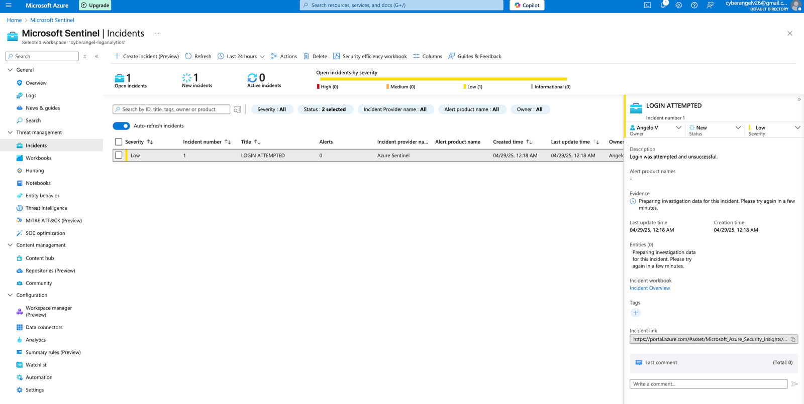 Sentinel Incident Queue